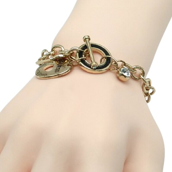 GUESS Toggle Chain Bracelet with Charms Gold-tone *Small Flaw* - Picture 11 of 15